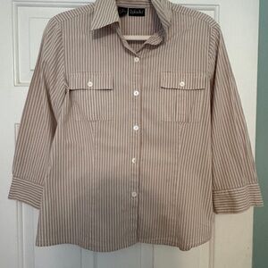 Rafaella Cream and Pink Striped Blouse